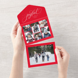 Freudenreiche Collage eleganter roter Weihnachtsur All In One Einladung