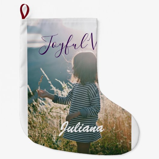 Freudenschwestern Kinder Foto lila Ferien Name Ges Großer Weihnachtsstrumpf (Vorderseite)