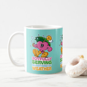 Freudig dienen bei jedem Wetter Kaffeetasse
