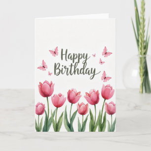 Freudige Geburtstag-Wasserfarben-Tulpenkarte Karte