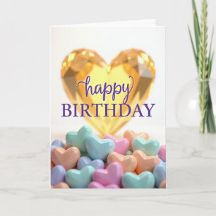 Freudige goldene Herz-Geburtstagskarte Karte
