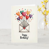 Freudige Herzballons Karte (Gelbe Blume)