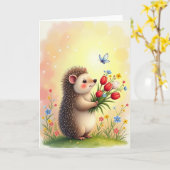 Freudige Igel-Geburtstagskarte Karte (Gelbe Blume)