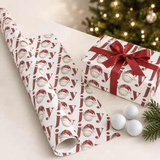 Freudige Weihnachts-Golfball-Santa-Hut-Wasserfarbe Geschenkpapier