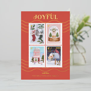 Freudige Weihnachtsszenen Briefmarken Folien Feiertagskarte