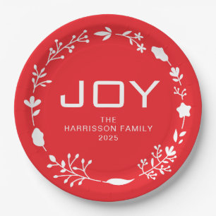 Freudiger Blumen-Weihnachtskranz Familie Benutzerd Pappteller