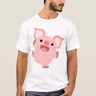 Freudiger Cartoon-Schwein-KinderT - Shirt