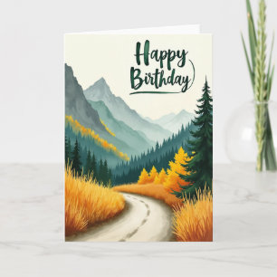 Freudiger Geburtstag-Bergpfad-Karte Karte