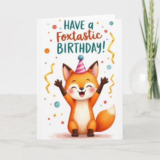 Freudiger Geburtstag Fuchs Karte (Vorderseite)