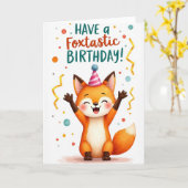 Freudiger Geburtstag Fuchs Karte (Gelbe Blume)