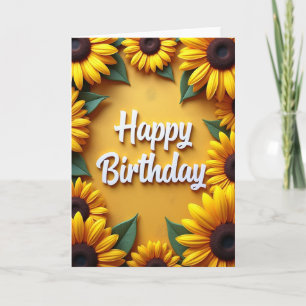 Freudiger Geburtstag Gelbe Blütenkarte Karte