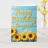 Freudiger Geburtstag Holz Karte (Gelbe Blume)