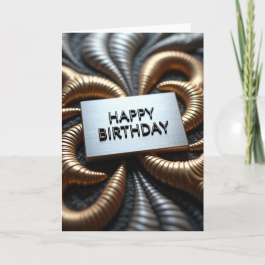 Freudiger Geburtstag Metallic Swirl Karte (Vorderseite)