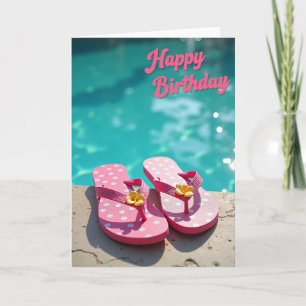 Freudiger Geburtstag-Poolside-Grußkarte Karte