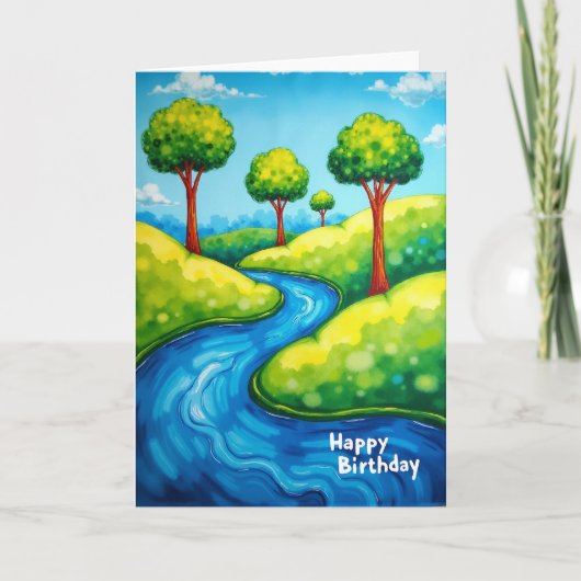 Freudiger Geburtstag River Hills Karte (Vorderseite)