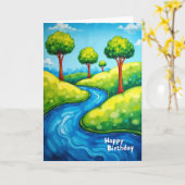 Freudiger Geburtstag River Hills Karte (Gelbe Blume)