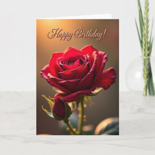 Freudiger Geburtstag Roter Blüten Karte