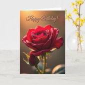 Freudiger Geburtstag Roter Blüten Karte (Gelbe Blume)