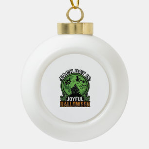 Freudiger Halloween-Spook-Haus-Hexe-Katze jeden Ta Keramik Kugel-Ornament