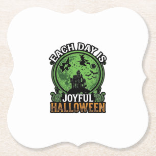 Freudiger Halloween Spukhaus Hexenkatze jeden Tag Untersetzer