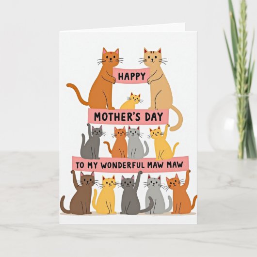 Freudiger Muttertag Karte mit Katzen (Vorderseite)
