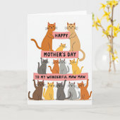 Freudiger Muttertag Karte mit Katzen (Gelbe Blume)