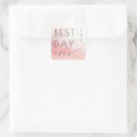 Freudiger Rosa-Aquarell-Hochzeitsaufkleber