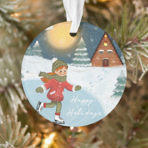 "Freudiger Schlittschuhläufer" Ornament