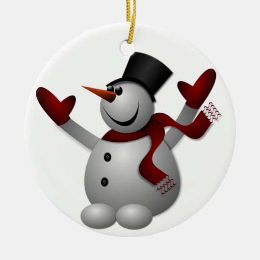 Freudiger Schneemann Keramik Ornament (Vorne)