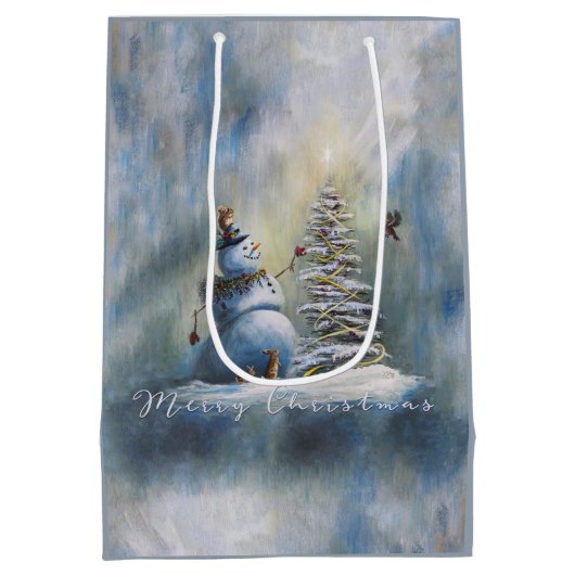 Freudiger Schneemann Mittlere Geschenktüte (Rückseite)