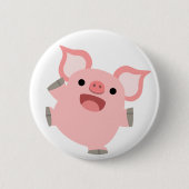 Freudiges Cartoon-Schwein-Knopf-Abzeichen Button (Vorderseite)
