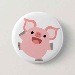 Freudiges Cartoon-Schwein-Knopf-Abzeichen Button
