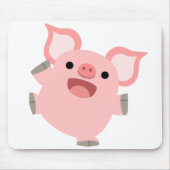 Freudiges Cartoon-Schwein Mousepad (Vorne)
