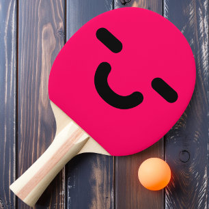 Freudiges Smiley-Gesicht Rosa Ping-Pong-Schläger Tischtennis Schläger