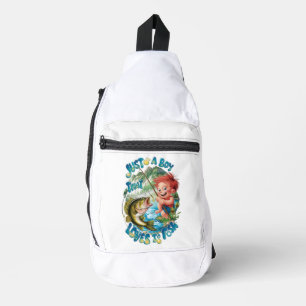 Freudlicher Junge, der in einer Fange reist Crossbody Bag