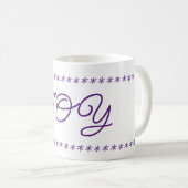 Freudlicher Text und Schneeflocken Sterne Kaffeetasse (VorderseiteRechts)