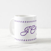 Freudlicher Text und Schneeflocken Sterne Kaffeetasse (Vorderseite Links)