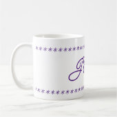Freudlicher Text und Schneeflocken Sterne Kaffeetasse (Links)
