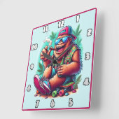 Freudvolle Kreatur feiert im Freien Quadratische Wanduhr (Winkel)