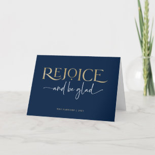 Freue dich   Elegante falsche goldene religiöse We Feiertagskarte