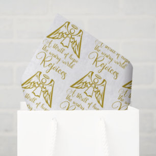 Freue dich Engel Elegant Gold Religiöses Weihnacht Seidenpapier