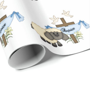 Freue dich!-Religiöses Kreuz-Lamm/Tauben Geschenkpapier