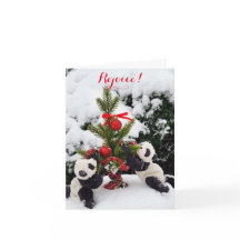 Freue dich Weihnachten Neujahr Pandas beim Spielen