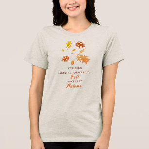Freue mich auf Herbst Wortspiel Süßes Herbstblatt Tri-Blend Shirt