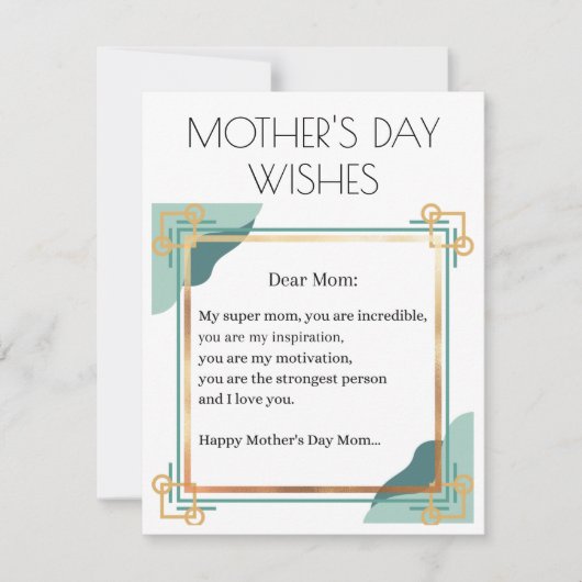 FREUE MUTTER'S DAY WISHESE FÜR MEINE SUPPER-MAMA EINLADUNG (Vorderseite)