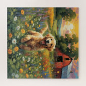 Freuen Golden Retriever auf der Ranch Puzzle (Horizontal)