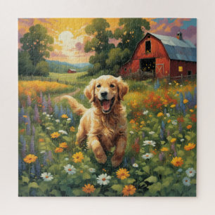 Freuen Golden Retriever auf der Ranch Puzzle