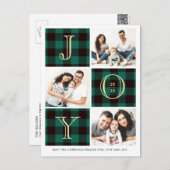 FREUEN| Grüne Karierte Fotogalerie Weihnachtsfeier Postkarte (Vorne/Hinten)