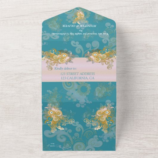 Freuen Sie sich auf Abstrakt rosa, himmelblau - ro All In One Einladung (Außenbereich)