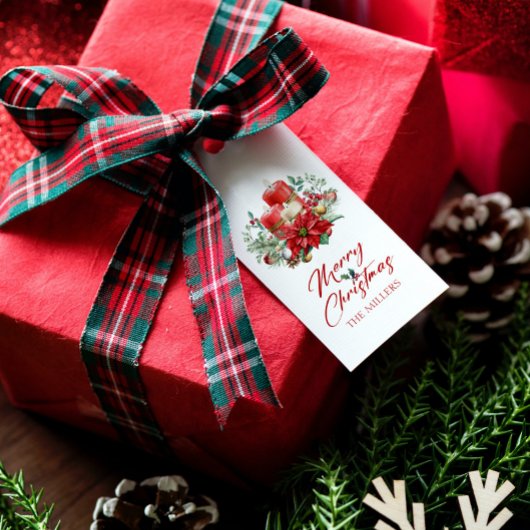 Freuen Sie sich auf Blume und Kerzen in der Weihna Geschenkanhänger